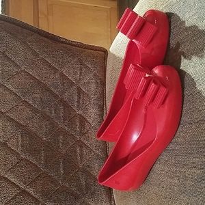 Mel Dreamed By Melissa Space Love + Jason Wu Red Jelly Ballet Flats Shoes